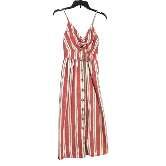 Japna Dresses & Skirts - Japna Dress Womens M Boho Beach Coastal Brunch Casual Striped Knot Fisherman